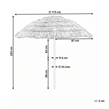 Parasol udendørs 175 cm Civetta - naturlig/brun - Havemøbler - Solafskærmning - Parasoller - Balkonparasol