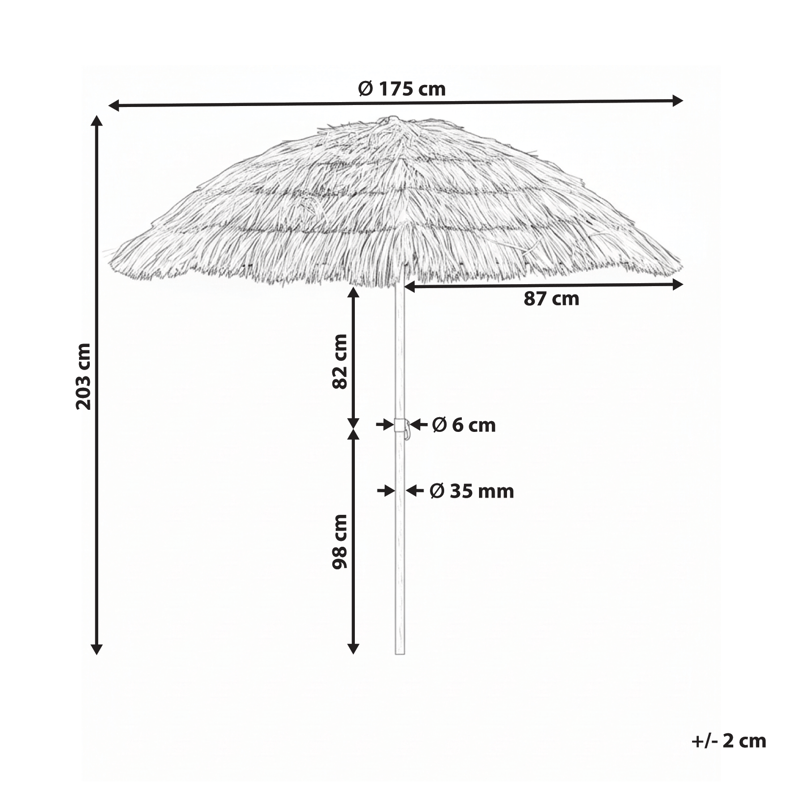 Parasol udendørs 175 cm Civetta - naturlig/brun - Havemøbler - Solafskærmning - Parasoller - Balkonparasol