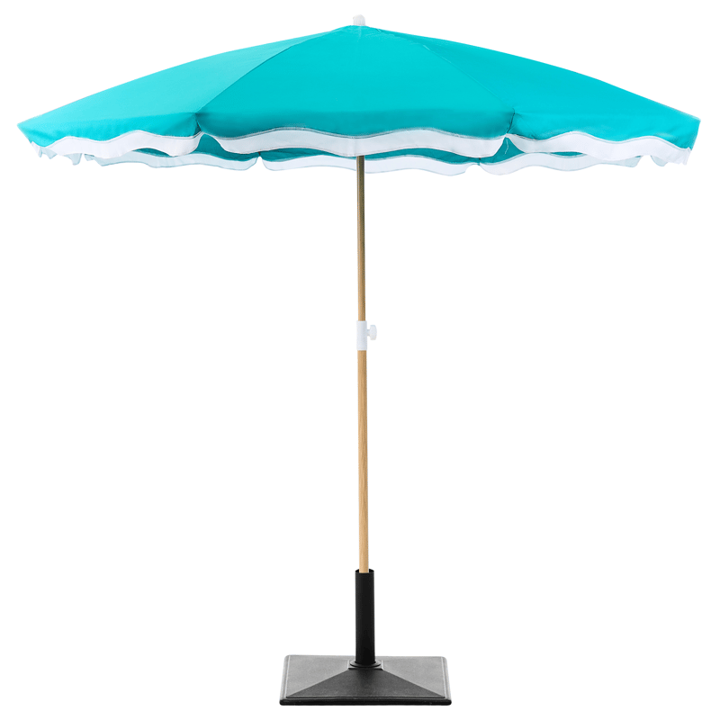 Parasol udendørs 232 cm Sestriere - blå/hvid/brun - Havemøbler - Solafskærmning - Parasoller - Balkonparasol