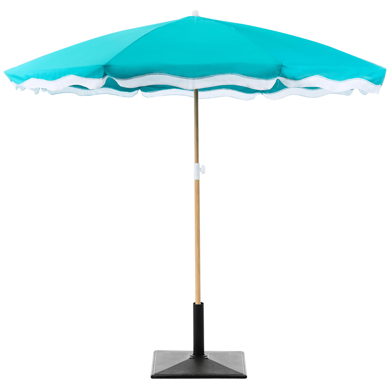 Parasol udendørs 232 cm Sestriere - blå/hvid/brun - Havemøbler - Solafskærmning - Parasoller - Balkonparasol