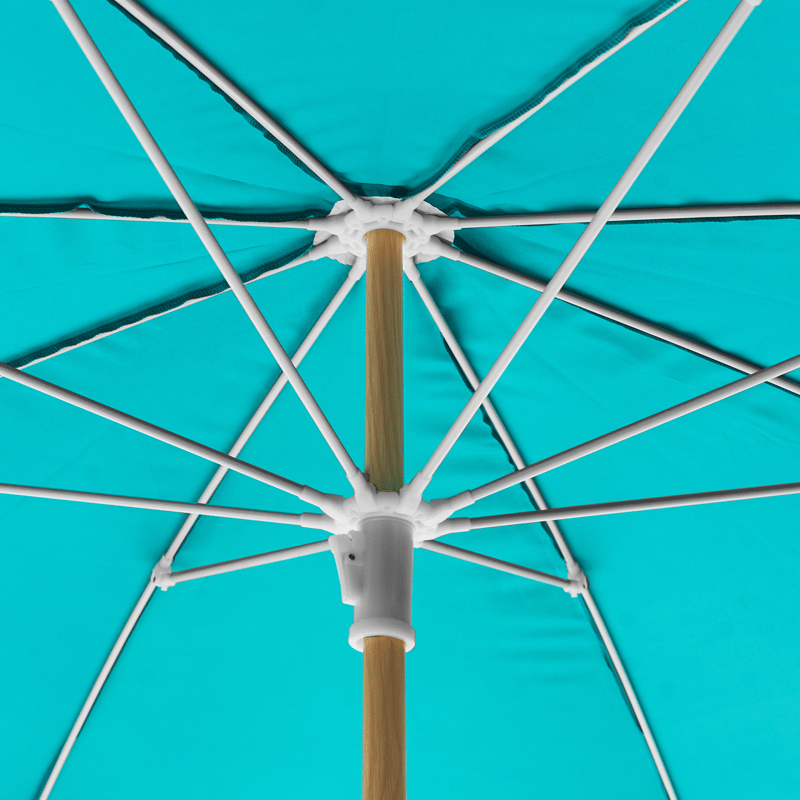 Parasol udendørs 232 cm Sestriere - blå/hvid/brun - Havemøbler - Solafskærmning - Parasoller - Balkonparasol