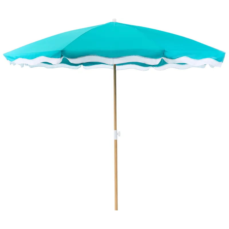 Parasol udendørs 232 cm Sestriere, blå/hvid/brun