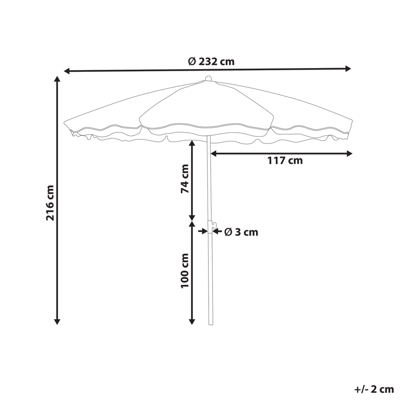 Parasol udendørs 232 cm Sestriere - blå/hvid/brun - Havemøbler - Solafskærmning - Parasoller - Balkonparasol