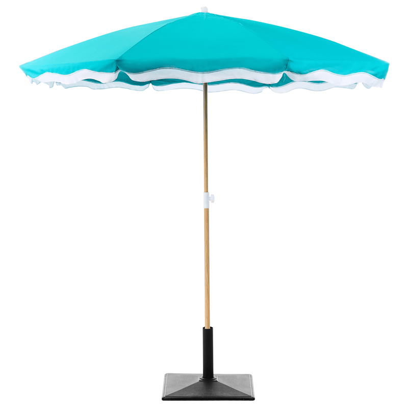 Parasol udendørs 232 cm Sestriere - blå/hvid/brun - Havemøbler - Solafskærmning - Parasoller - Balkonparasol