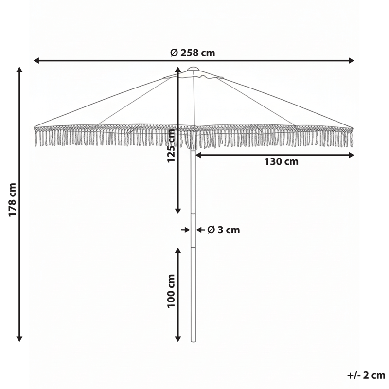 Parasol udendørs 258 cm Murasa - beige/brun - Havemøbler - Solafskærmning - Parasoller - Balkonparasol