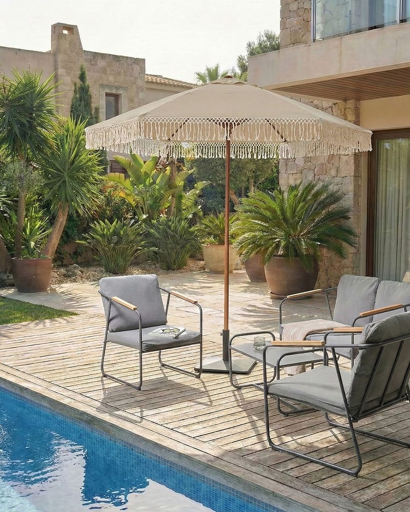 Parasol udendørs 258 cm Murasa - beige/brun - Havemøbler - Solafskærmning - Parasoller - Balkonparasol