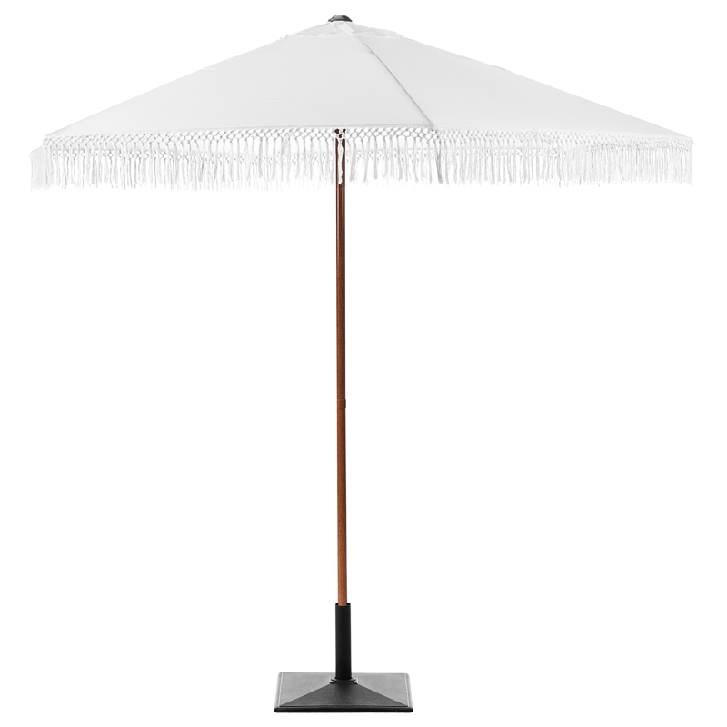 Parasol udendørs 258 cm Murasa - hvid/brun - Havemøbler - Solafskærmning - Parasoller - Balkonparasol