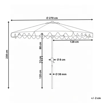 Parasol udendørs 270 cm Isolotto - beige/brun/sort - Havemøbler - Solafskærmning - Parasoller - Balkonparasol
