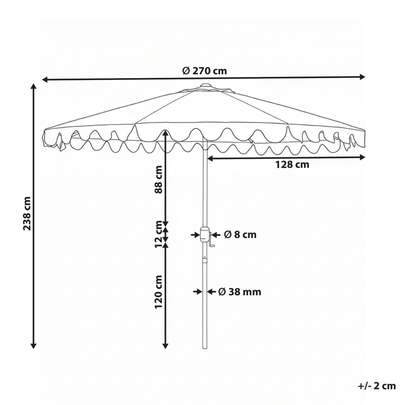 Parasol udendørs 270 cm Isolotto - beige/brun/sort - Havemøbler - Solafskærmning - Parasoller - Balkonparasol