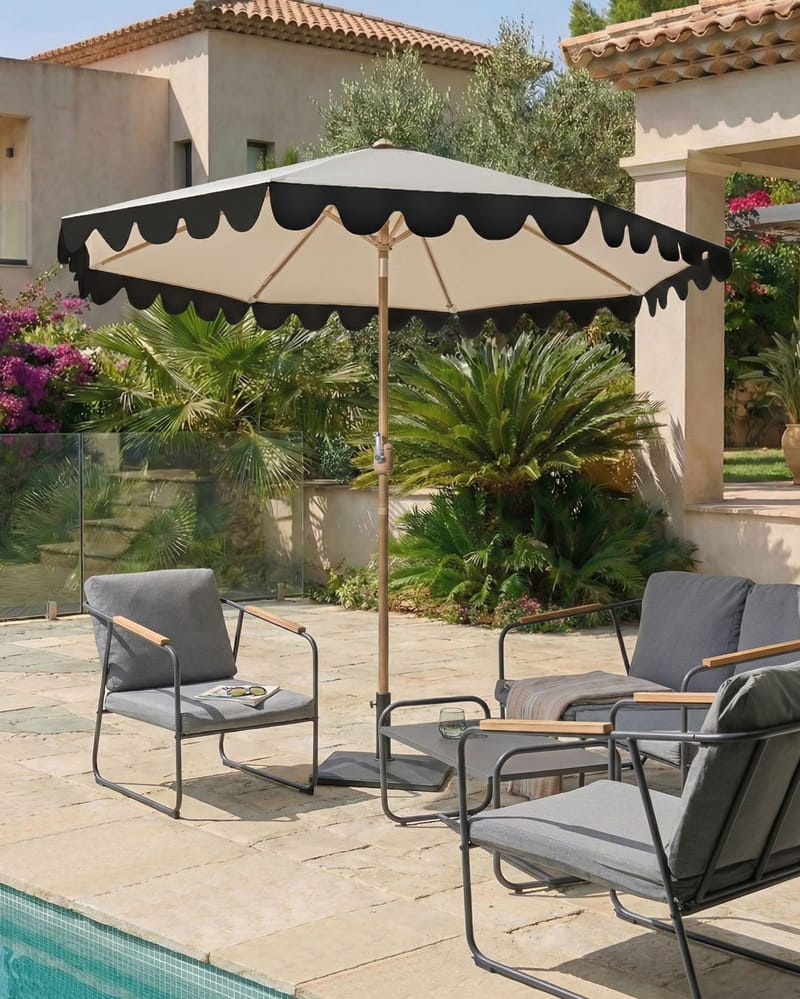 Parasol udendørs 270 cm Isolotto - beige/brun/sort - Havemøbler - Solafskærmning - Parasoller - Balkonparasol