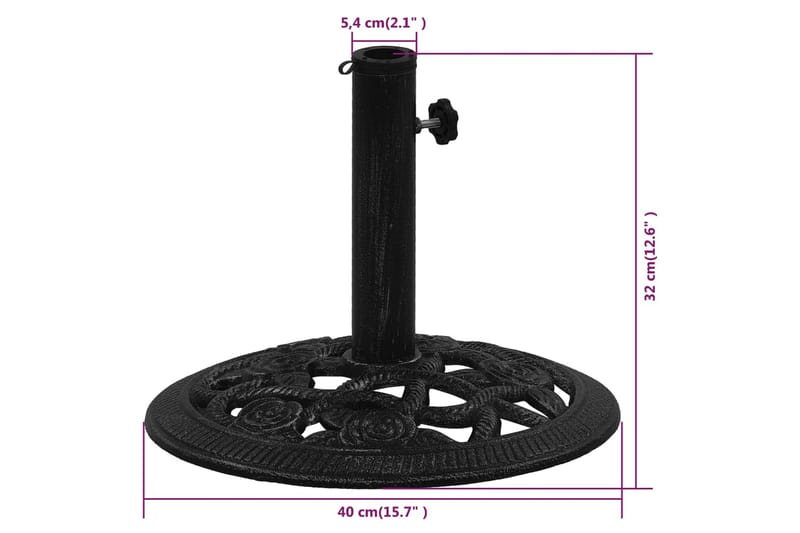 parasolfod 40x40x32 cm støbejern sort - Sort - Parasolfod