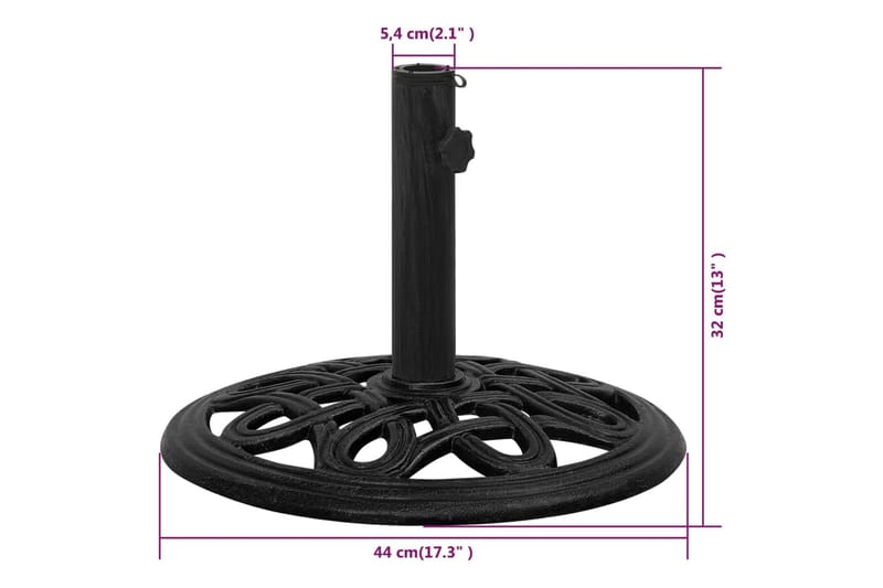 parasolfod 44x44x32 cm støbejern sort - Sort - Parasolfod