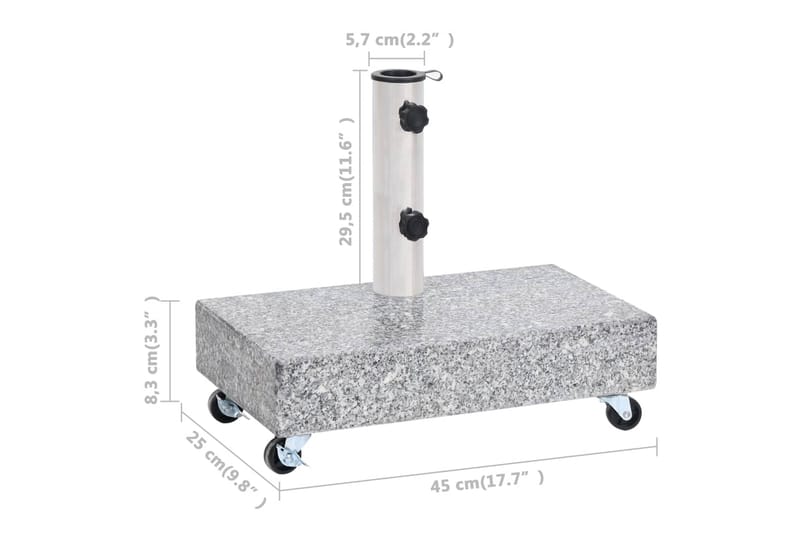 parasolfod 45x25x8,3 cm granit lysegrå - Grå - Havemøbler - Solafskærmning - Parasoller - Parasolfod