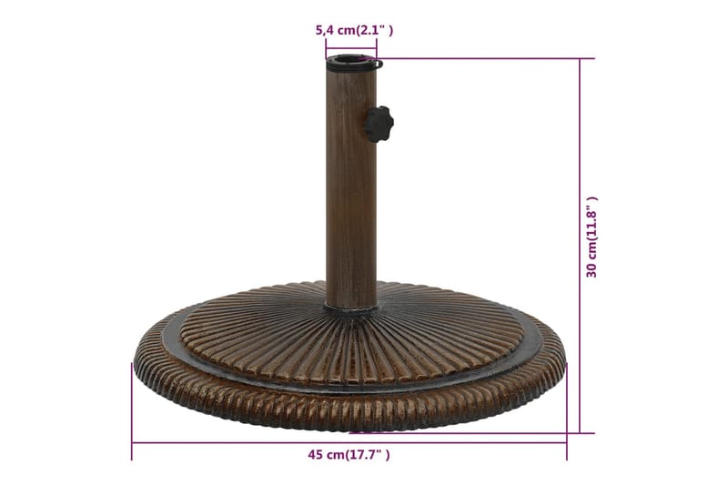 parasolfod 45x45x30 cm støbejern bronzefarvet - Brun - Havemøbler - Solafskærmning - Parasoller - Parasolfod