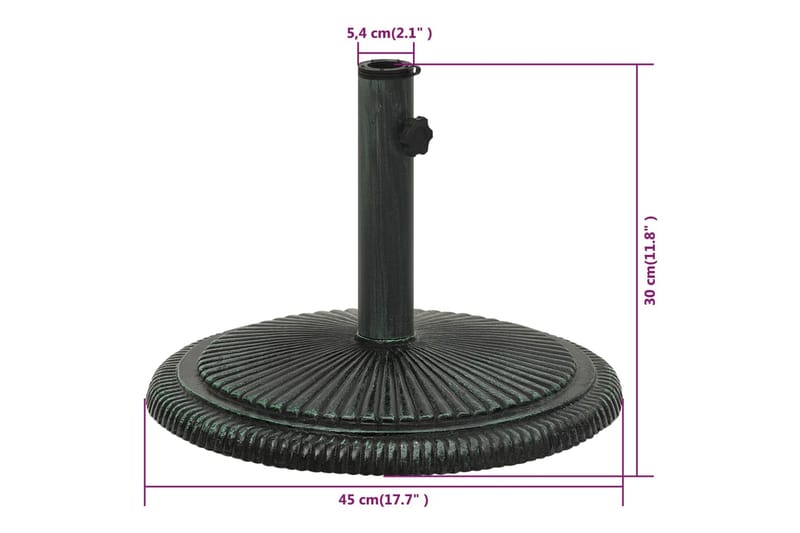 parasolfod 45x45x30 cm støbejern grøn - Grøn - Havemøbler - Solafskærmning - Parasoller - Parasolfod