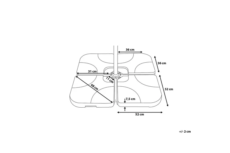 Sunny Parasolbasevægt 52 cm 4 Dele - Sort - Havemøbler - Solafskærmning - Parasoller - Parasolfod