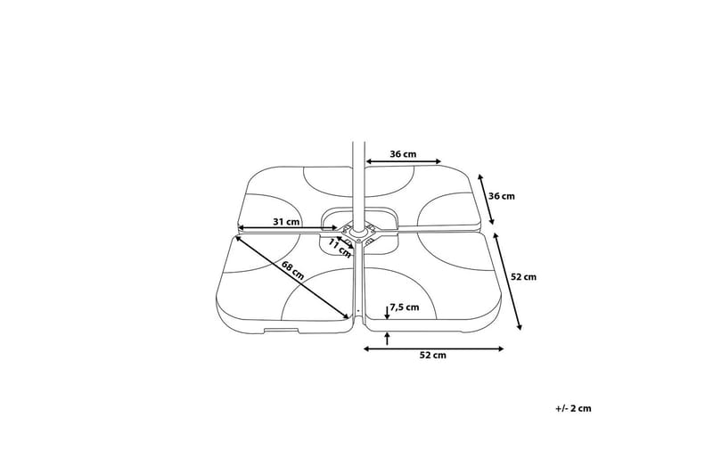Sunny Parasolbasevægt 52 cm 4 Dele - Sort - Havemøbler - Solafskærmning - Parasoller - Parasolfod