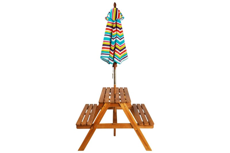 Picnicbord Med Parasol Til Børn 79 X 90 X 60 Cm Akacietræ - Brun - Parasoller