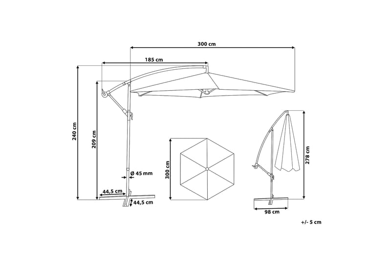 Ravenna Parasol 240 cm - Rød - Parasoller