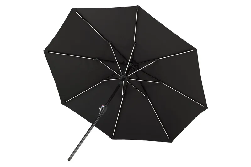Sabal Parasol 270 cm med LED - Sort - Havemøbler - Solafskærmning - Parasoller
