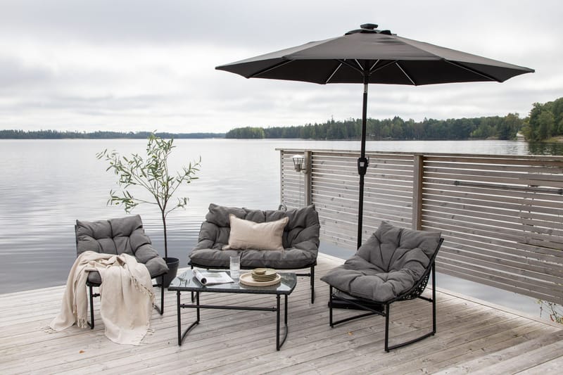 Sabal Parasol 270 cm med LED - Sort - Havemøbler - Solafskærmning - Parasoller