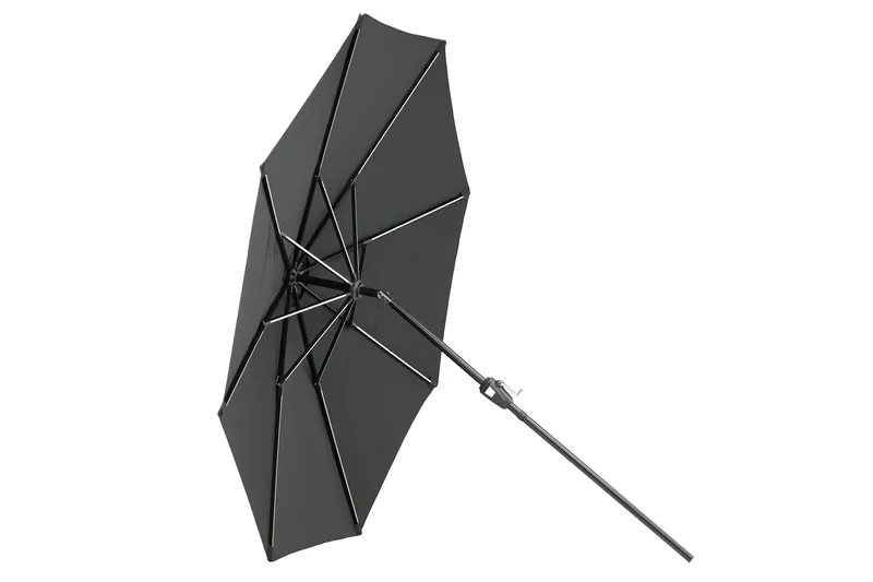 Sabal Parasol 270 cm med LED - Sort - Havemøbler - Solafskærmning - Parasoller