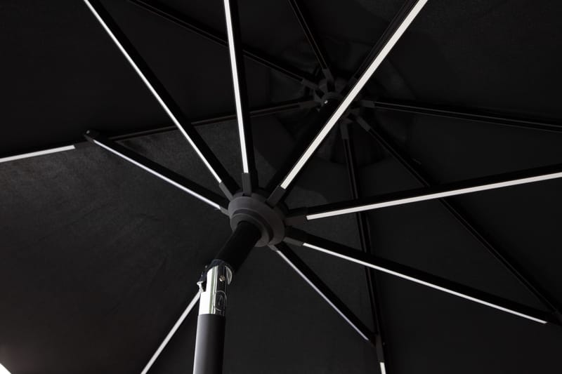 Sabal Parasol 270 cm med LED - Sort - Havemøbler - Solafskærmning - Parasoller