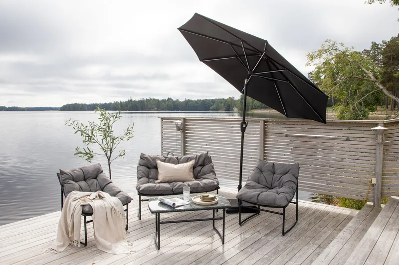 Sabal Parasol 270 cm med LED - Sort - Havemøbler - Solafskærmning - Parasoller