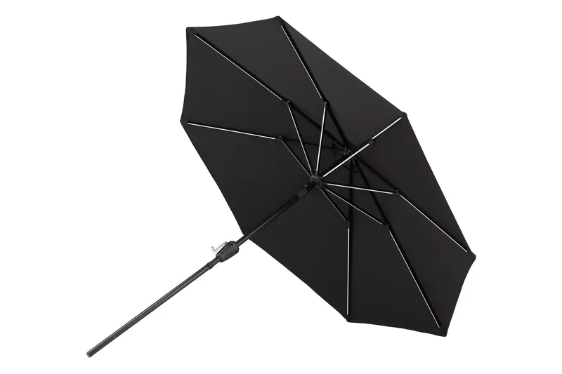 Sabal Parasol 270 cm med LED - Sort - Havemøbler - Solafskærmning - Parasoller