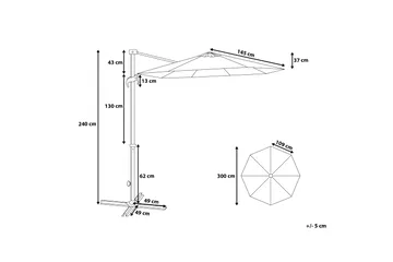 Savona Parasol 240 cm - Grå - Havemøbler - Solafskærmning - Parasoller - Hængeparasol