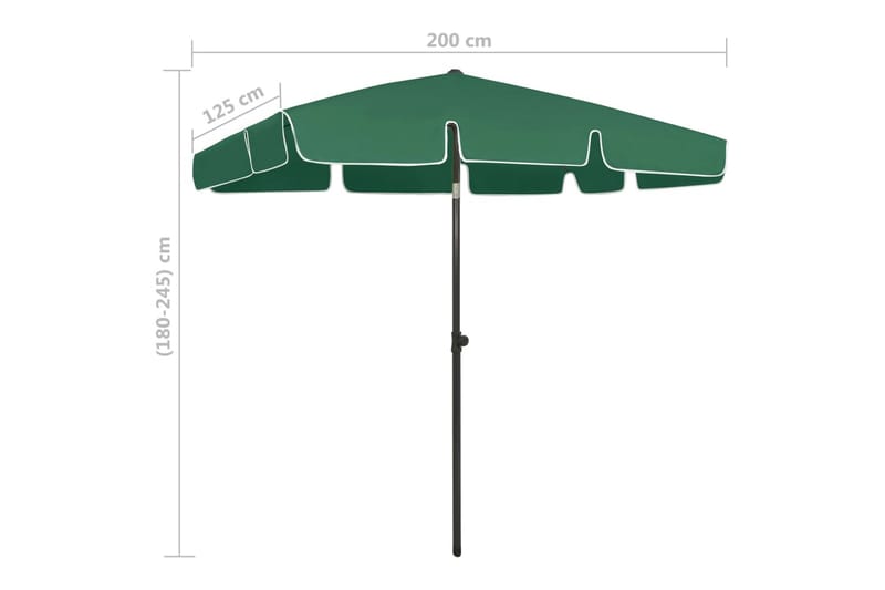strandparasol 200x125 cm grøn - Grøn - Havemøbler - Solafskærmning - Parasoller - Strandparasol