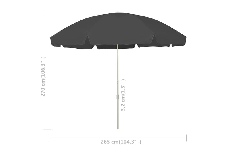 strandparasol 300 cm antracitgrå - Antracit - Havemøbler - Solafskærmning - Parasoller - Strandparasol