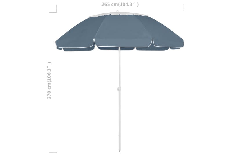 strandparasol 300 cm blå - Blå - Havemøbler - Solafskærmning - Parasoller - Strandparasol
