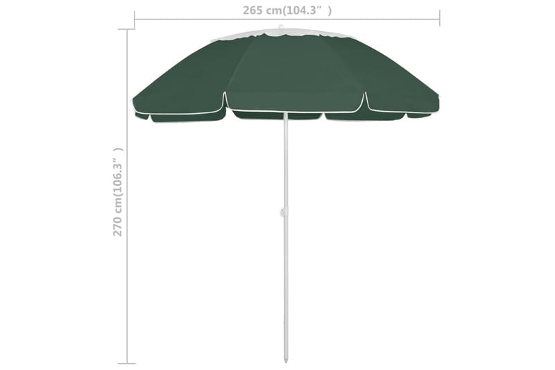 strandparasol 300 cm grøn - Grøn - Havemøbler - Solafskærmning - Parasoller - Strandparasol