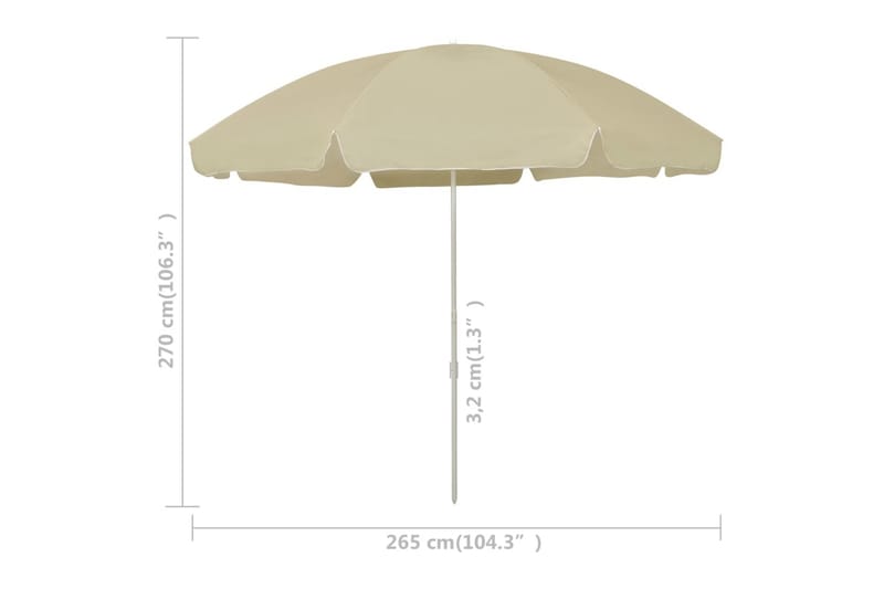 strandparasol 300 cm sandgul - Gul - Havemøbler - Solafskærmning - Parasoller - Strandparasol