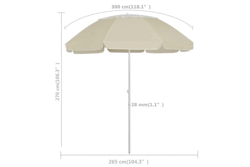 strandparasol 300 cm sandgul - Gul - Havemøbler - Solafskærmning - Parasoller - Strandparasol