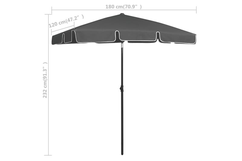 strandparasol 180x120 cm antracitgrå - Antracit - Strandparasol