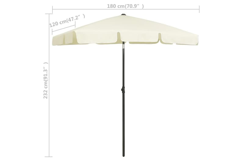 strandparasol 180x120 cm sandgul - Gul - Strandparasol