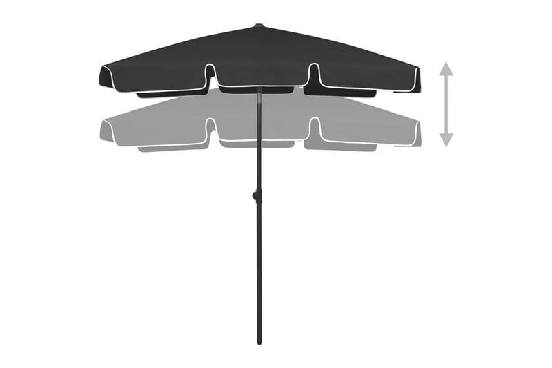 strandparasol 180x120 cm sort - Sort - Strandparasol