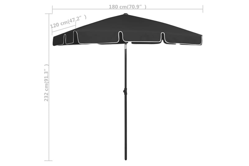 strandparasol 180x120 cm sort - Sort - Strandparasol