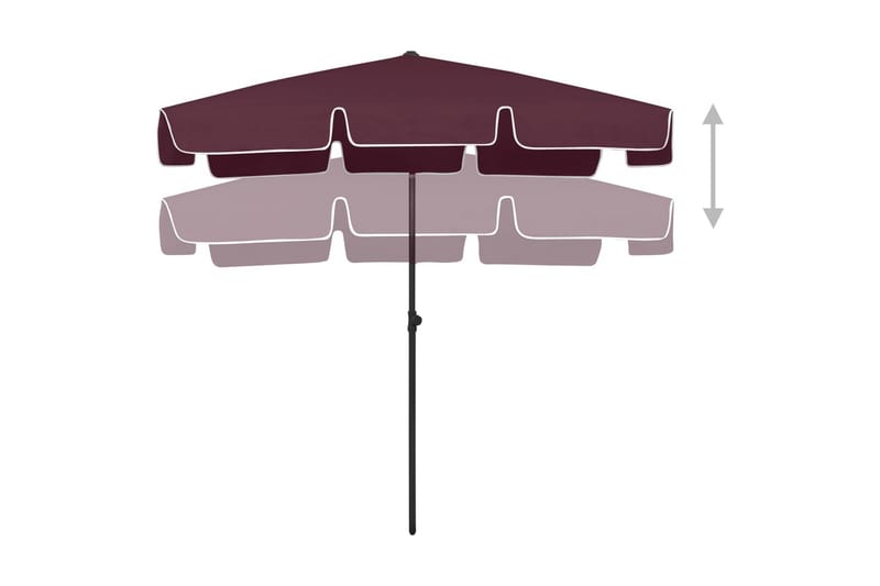 strandparasol 200x125 cm bordeauxrød - Rød - Strandparasol