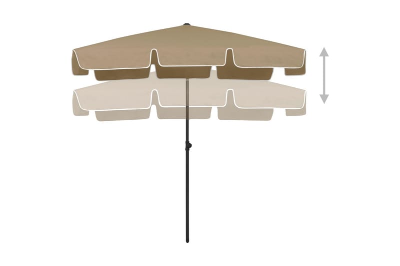 strandparasol 200x125 cm gråbrun - Gråbrun - Havemøbler - Solafskærmning - Parasoller - Strandparasol