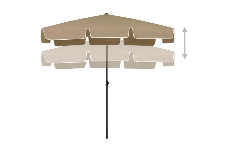 strandparasol 200x125 cm gråbrun - Gråbrun - Strandparasol