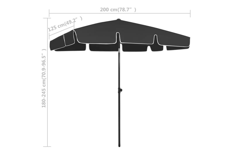 strandparasol 200x125 cm sort - Sort - Havemøbler - Solafskærmning - Parasoller - Strandparasol