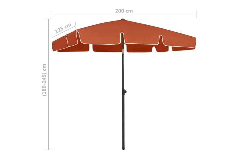 strandparasol 200x125 cm terrakotta - Havemøbler - Solafskærmning - Parasoller - Strandparasol
