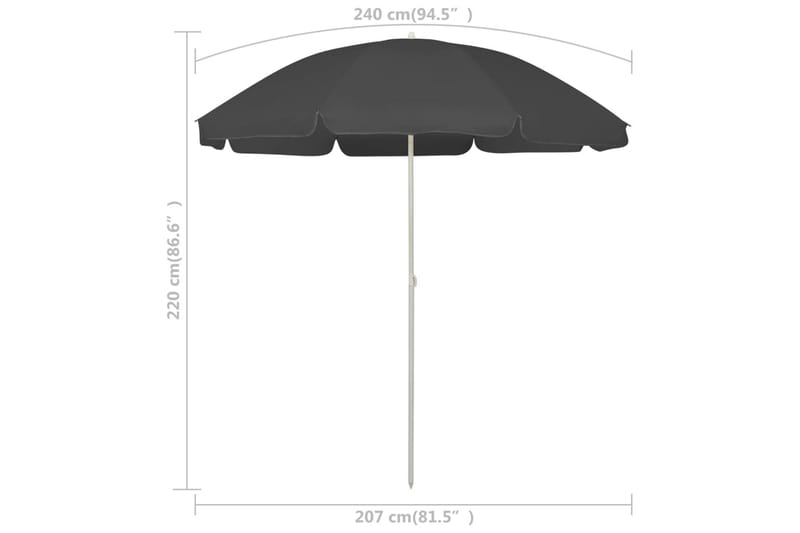strandparasol 240 cm antracitgrå - Antracit - Havemøbler - Solafskærmning - Parasoller - Strandparasol
