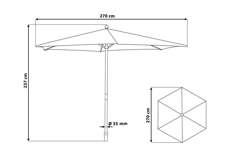 Tuscany Parasol 237 cm - Beige - Havemøbler - Solafskærmning - Parasoller - Strandparasol