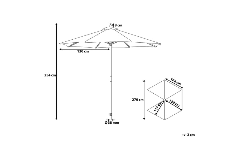 Tuscany Parasol 254 cm - Beige - Parasoller