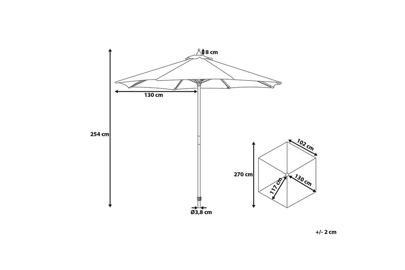 Tuscany Parasol 254 cm - Blå - Havemøbler - Solafskærmning - Parasoller - Balkonparasol