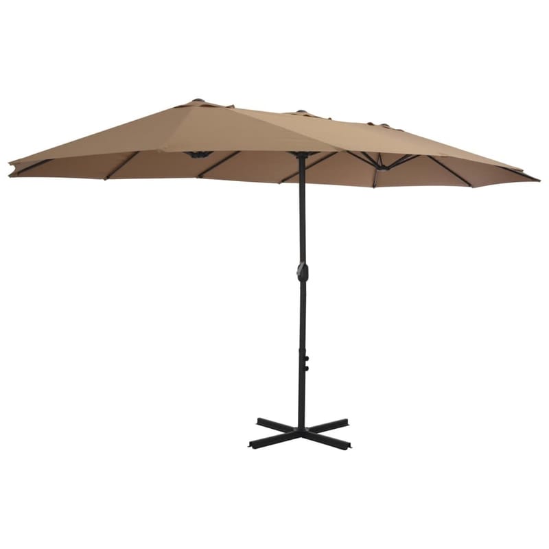 Udendørs Parasol Med Aluminiumsstang 460 X 270 Cm Gråbrun - Brun - Havemøbler - Solafskærmning - Parasoller